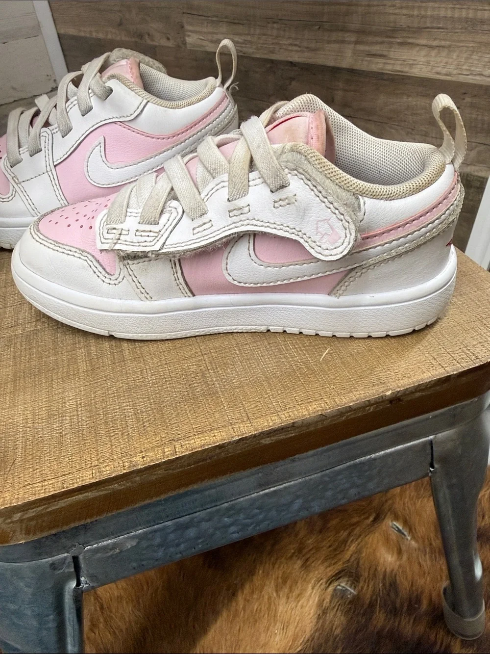 Nike Air Force Kids Pink and White Low-Top Sneakers
